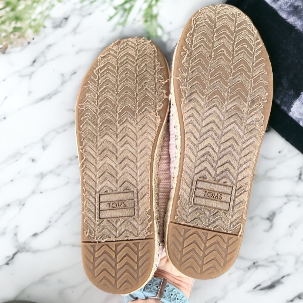 Toms Linen Espadrille Pink Lace Up Sneakers Size 6 - Picture 7 of 13